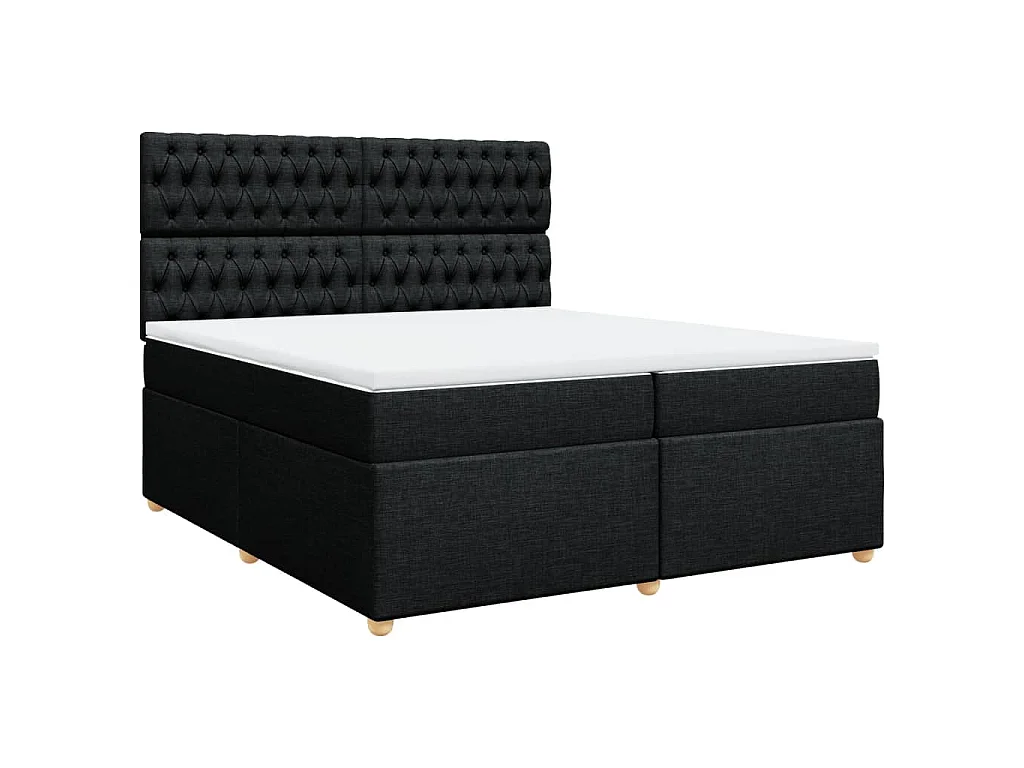 Cama box spring con colchón tela negro 200x200 cm