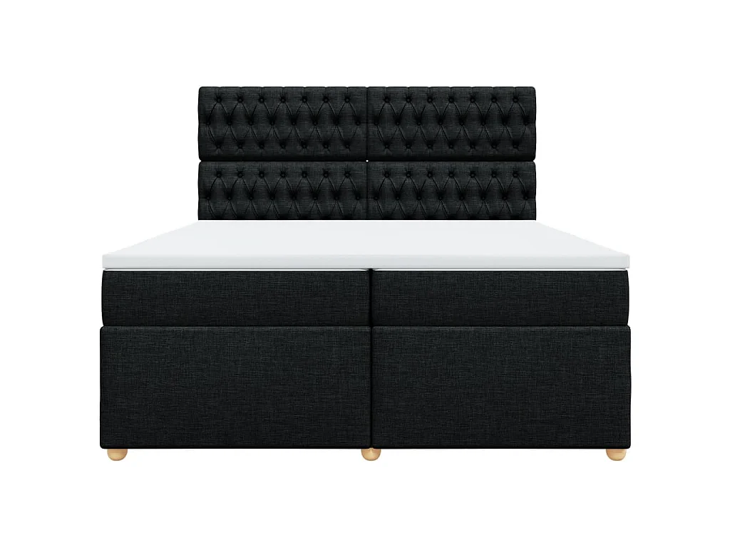 Cama box spring con colchón tela negro 200x200 cm