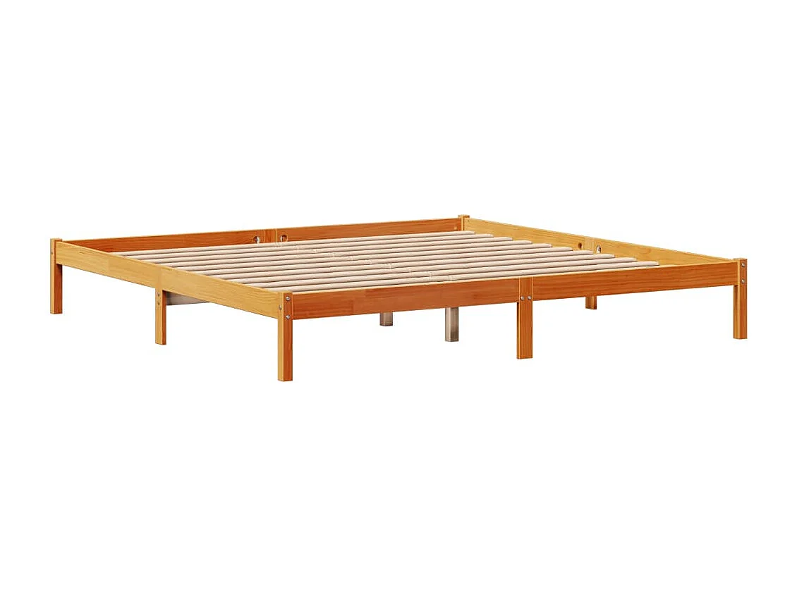 Cadre de lit et tête de lit sans matelas cire marron 200x200 cm