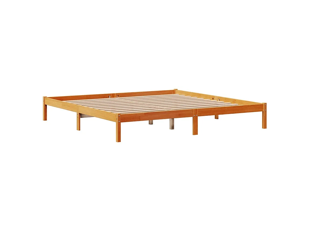 Cadre de lit et tête de lit sans matelas cire marron 200x200 cm