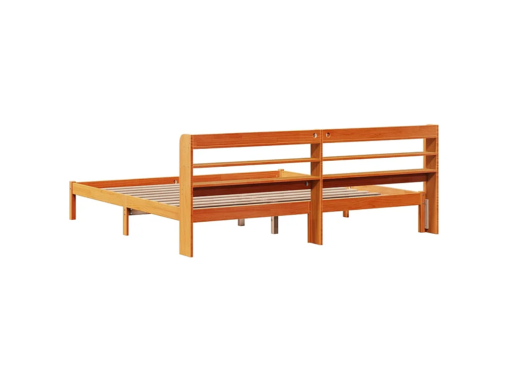 Cadre de lit et tête de lit sans matelas cire marron 200x200 cm