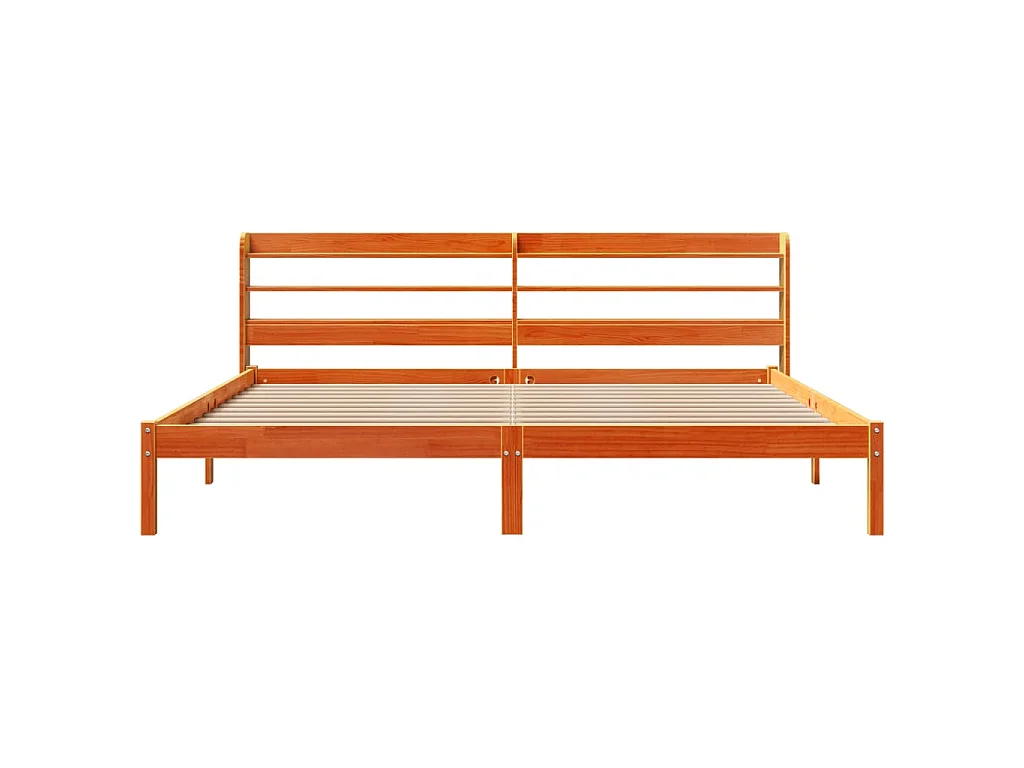 Cadre de lit et tête de lit sans matelas cire marron 200x200 cm