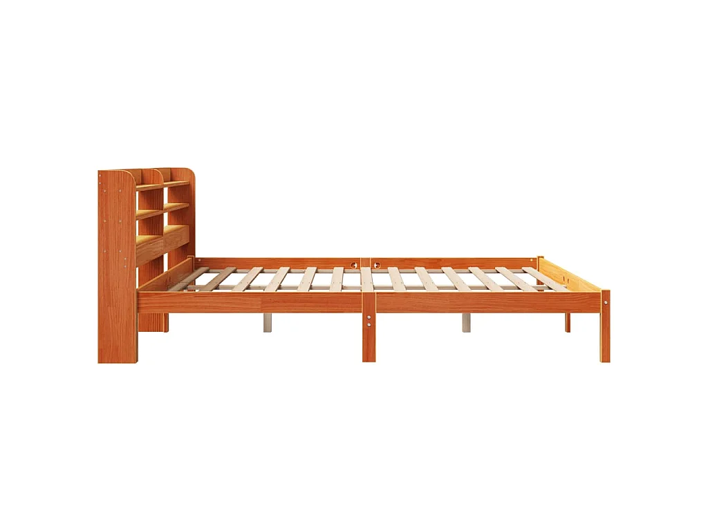 Cadre de lit et tête de lit sans matelas cire marron 200x200 cm