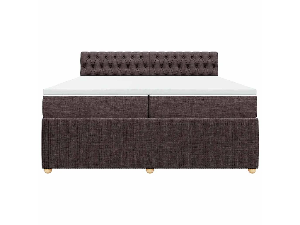 Cama box spring con colchón tela marrón oscuro 200x200 cm