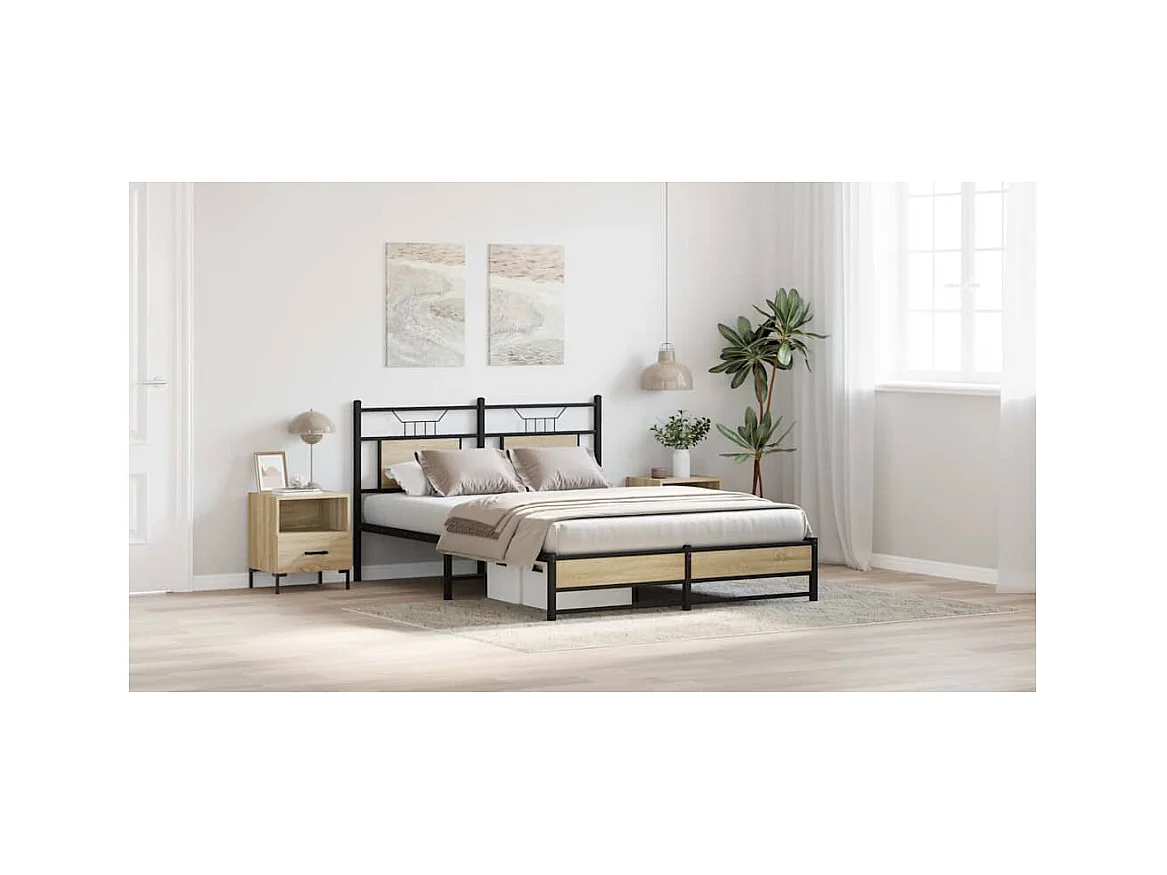 Cadre de lit sans matelas chêne sonoma 150x200 cm