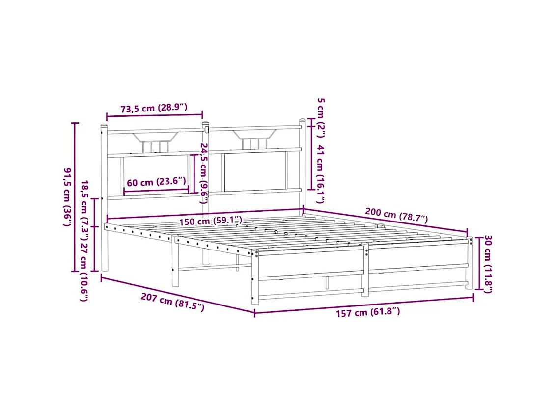Bedframe zonder matras hout sonoma eikenkleurig 150x200 cm