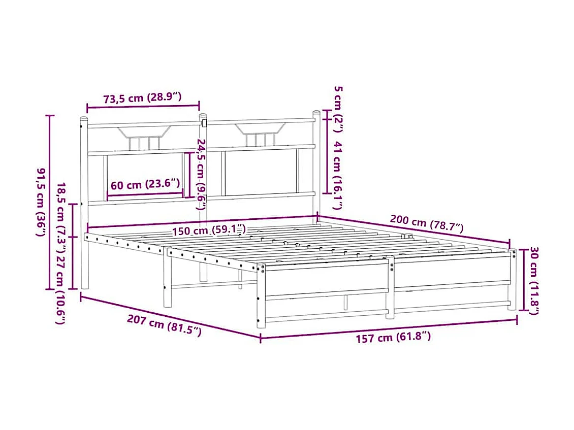 Bedframe zonder matras hout sonoma eikenkleurig 150x200 cm