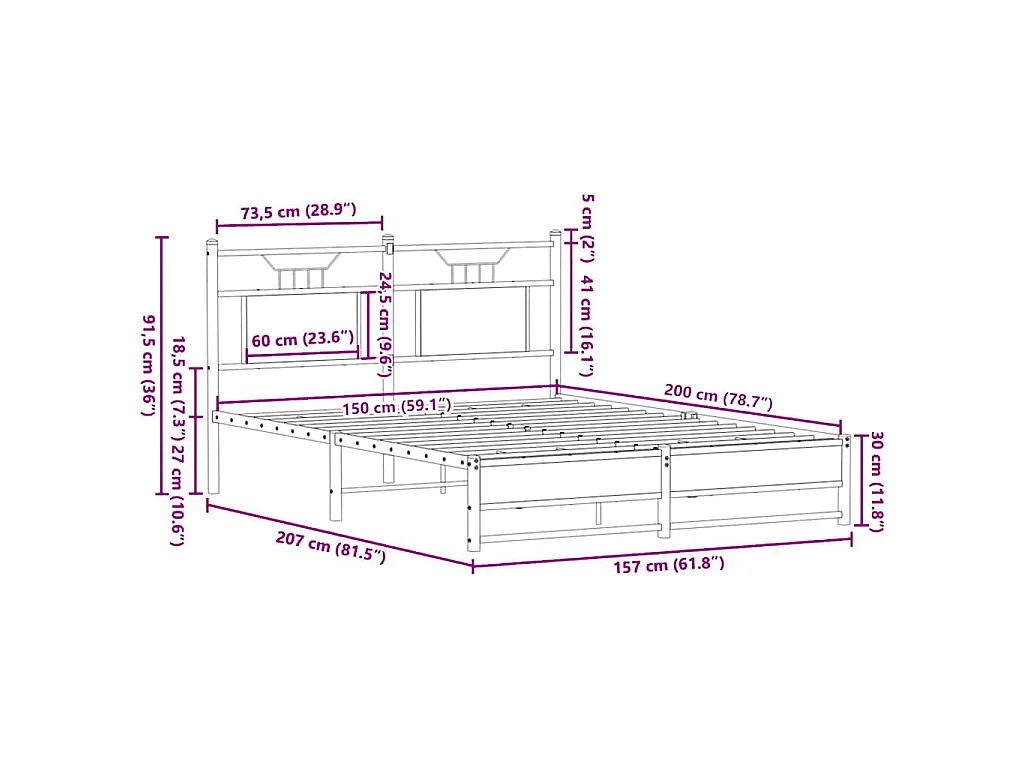 Bedframe zonder matras hout sonoma eikenkleurig 150x200 cm