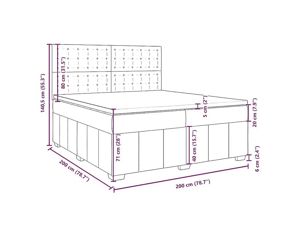 Boxspring met matras stof zwart 200x200 cm