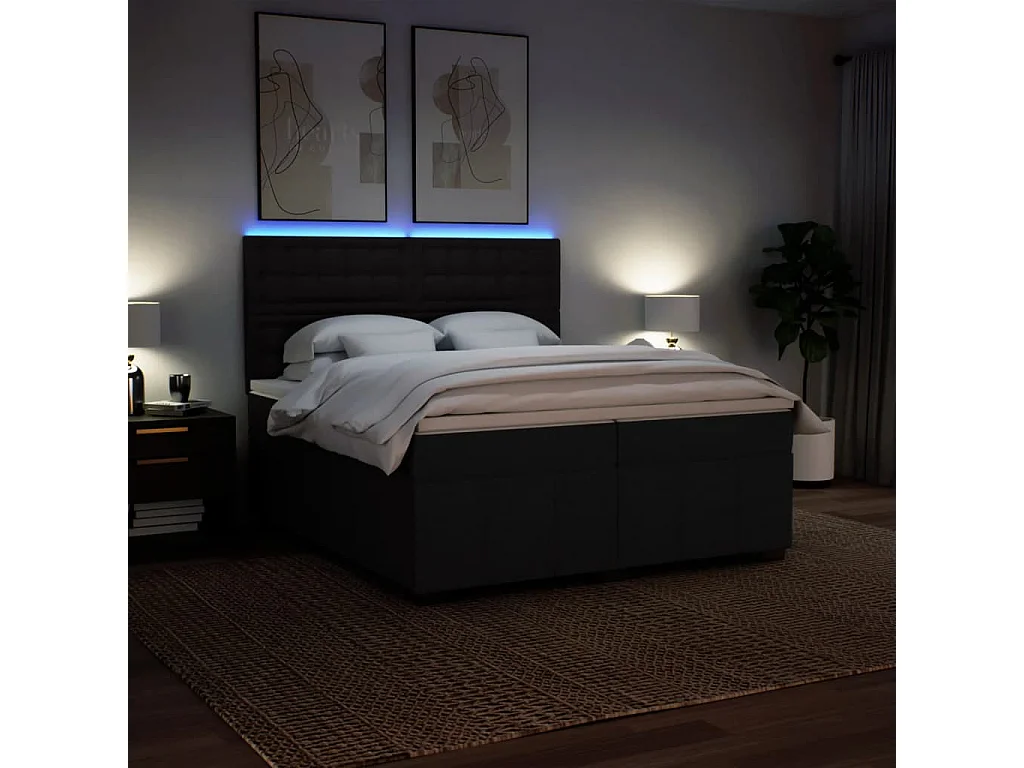 Boxspring met matras stof zwart 200x200 cm