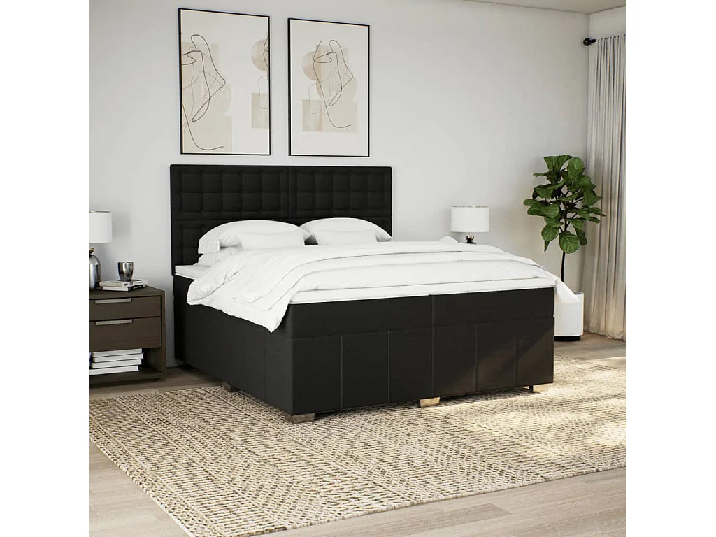 Boxspring met matras stof zwart 200x200 cm