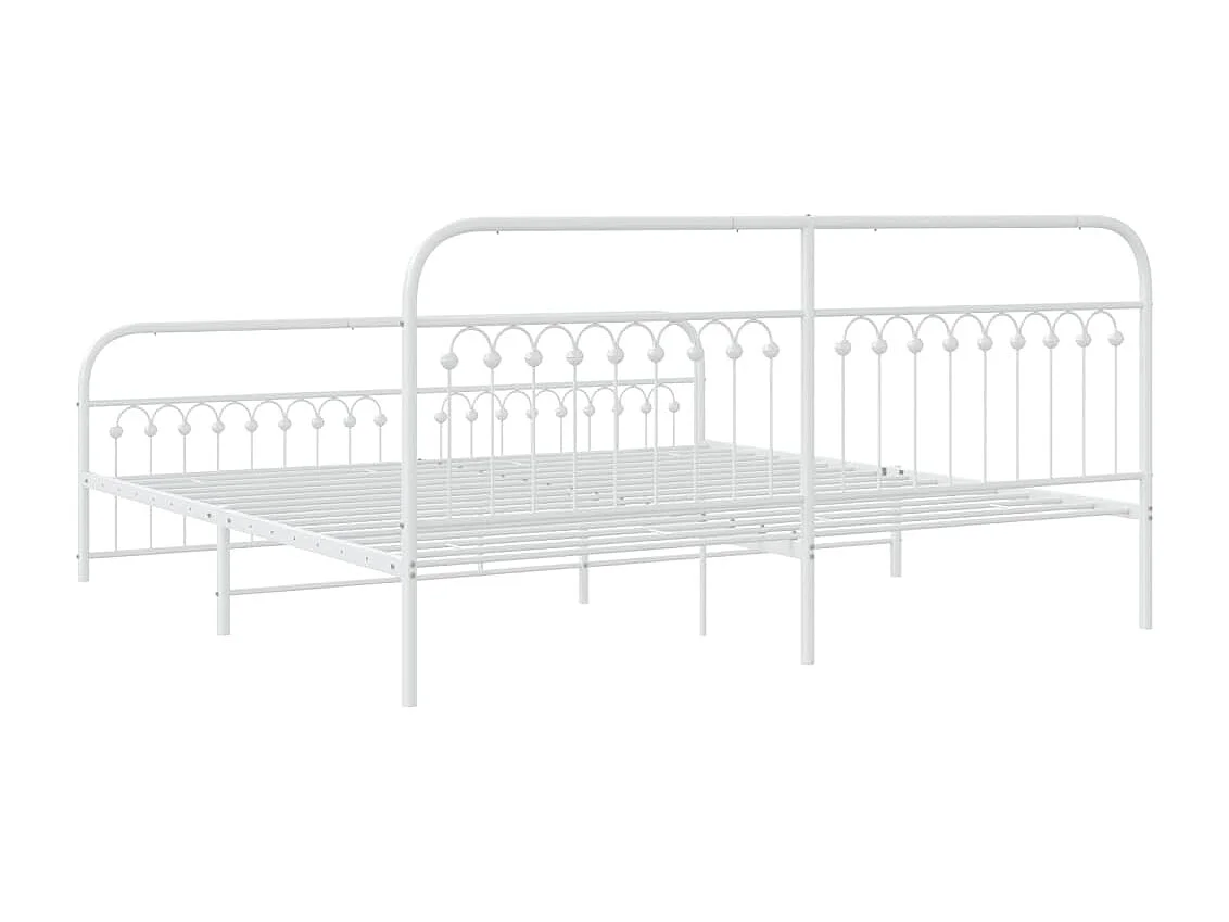 Bedframe met hoofd- en voeteneinde metaal wit 193x203 cm