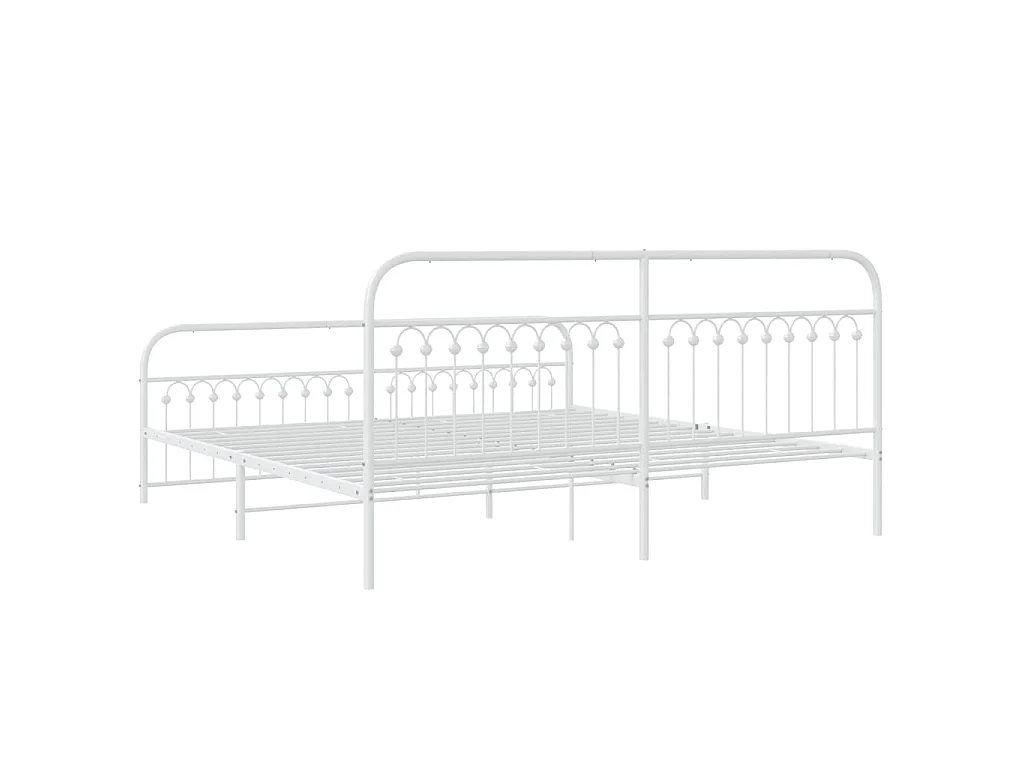 Estrutura de cama com cabeceira e pés 193x203 cm metal branco