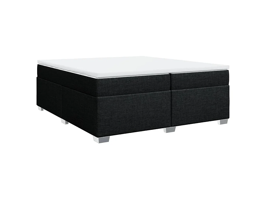 Cama com molas/colchão 200x200 cm tecido preto