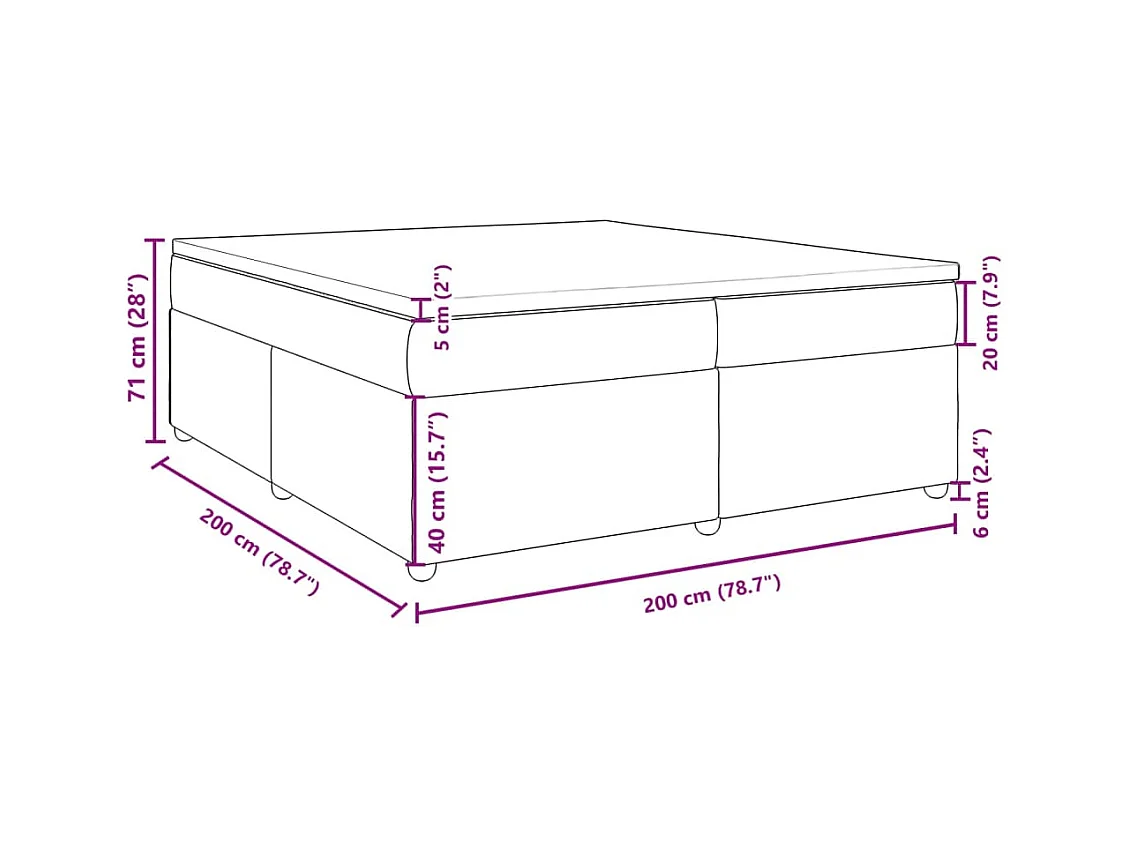 Boxspringbett mit Matratze Dunkelbraun 200x200 cm Stoff