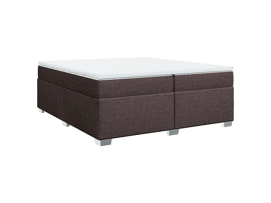 Cama com molas/colchão 200x200 cm tecido castanho-escuro
