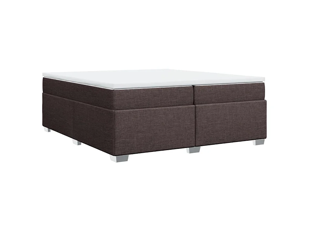 Cama com molas/colchão 200x200 cm tecido castanho-escuro