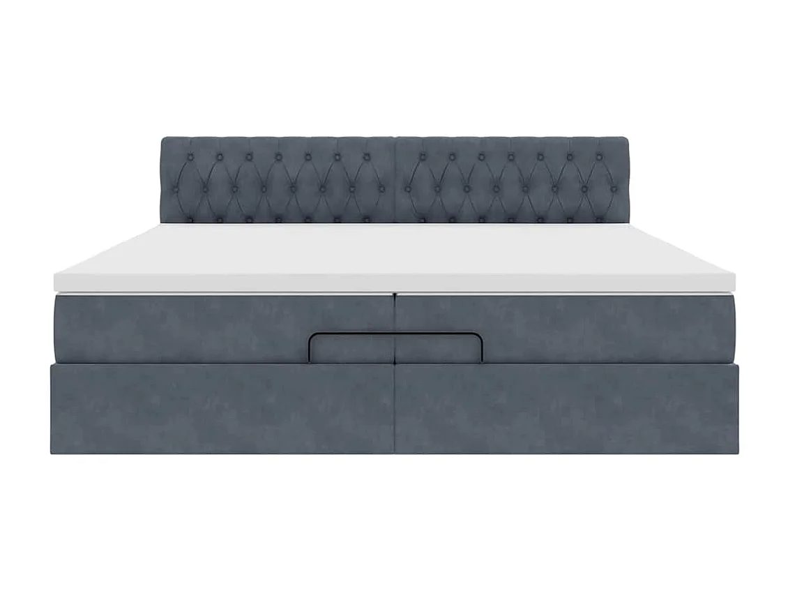Cadre de lit ottoman avec matelas gris foncé 200x200 cm velours
