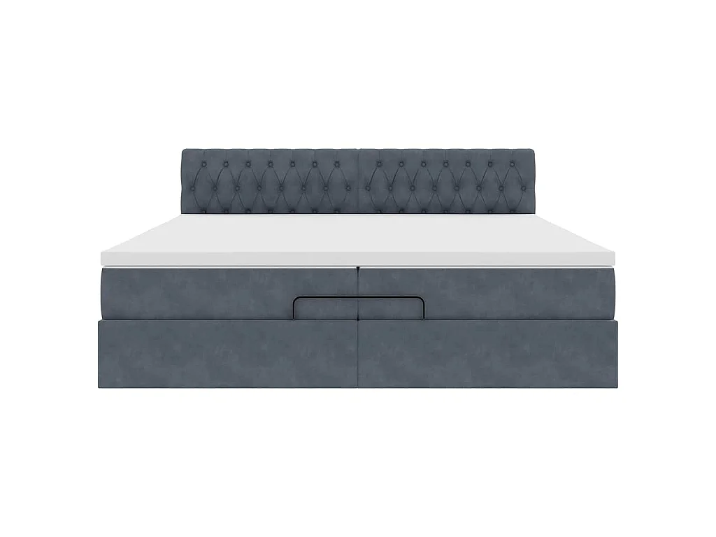 Estructura cama otomana colchones terciopelo gris oscuro