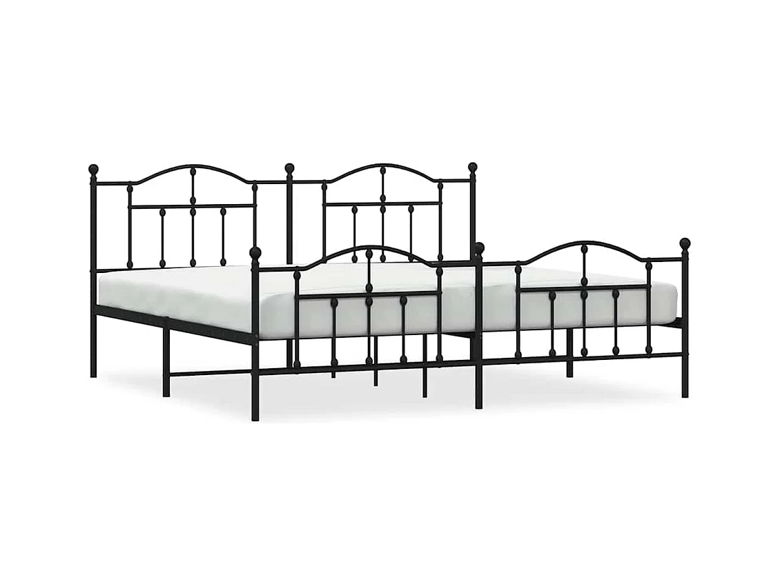 Estrutura de cama com cabeceira e pés 193x203 cm metal preto