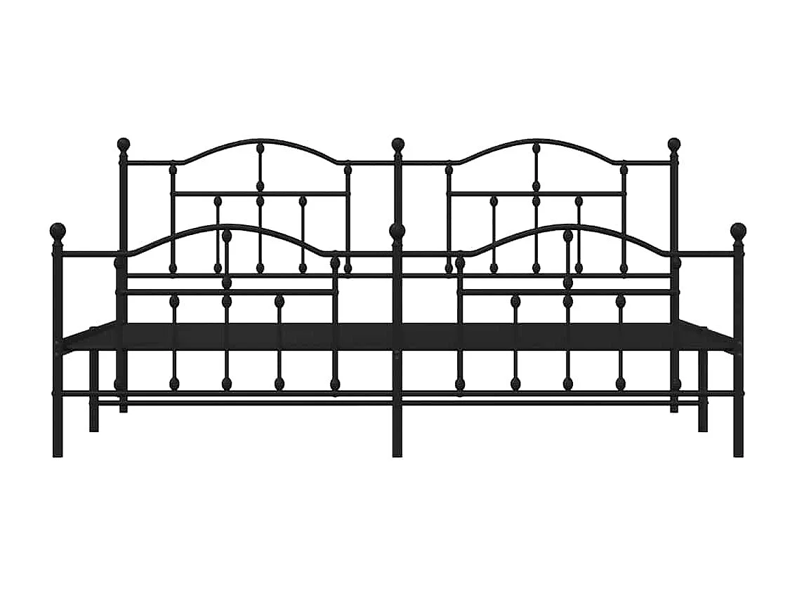 Cadre de lit métal sans matelas avec pied de lit noir 193x203cm