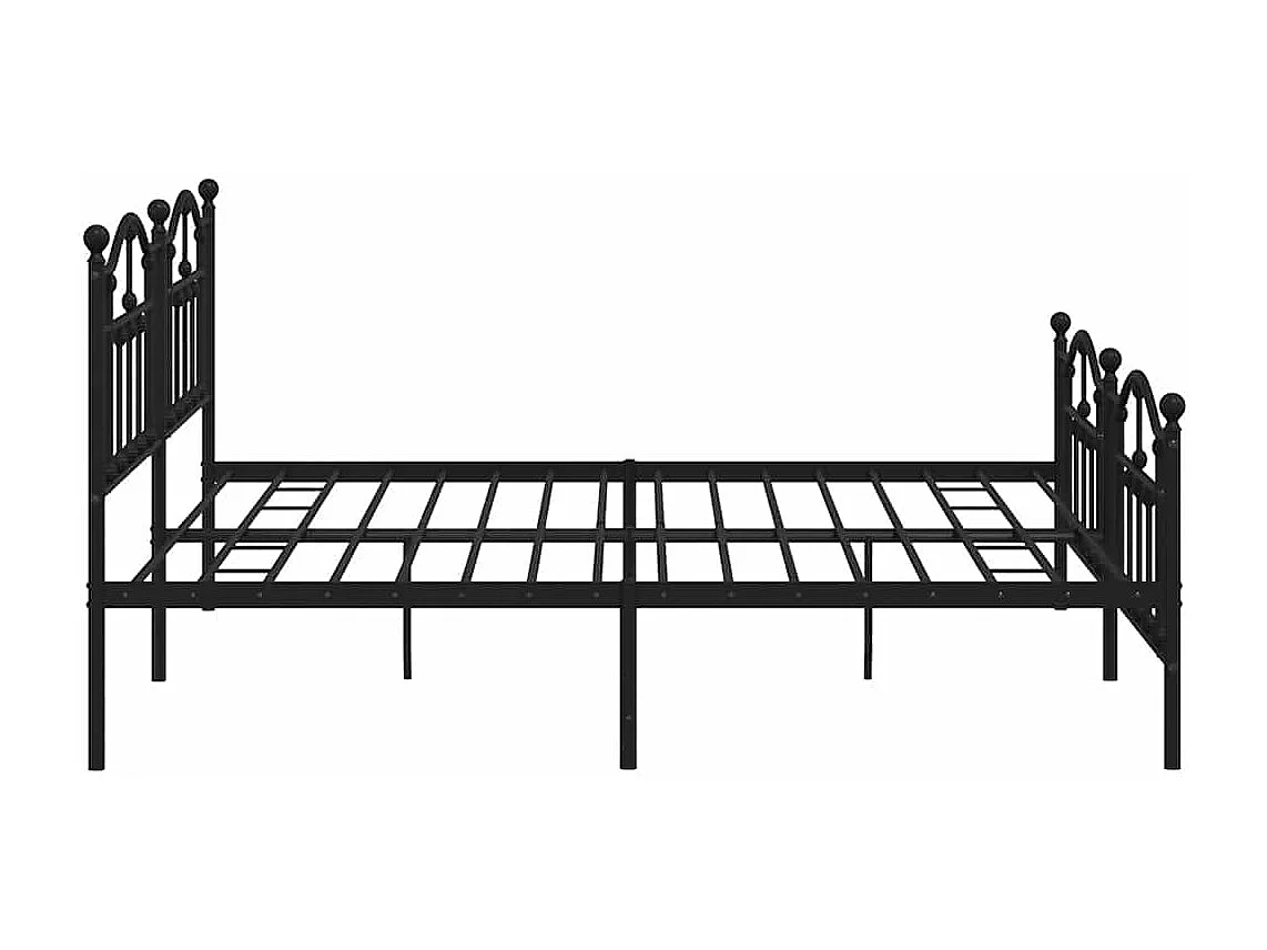 Cadre de lit métal sans matelas avec pied de lit noir 193x203cm