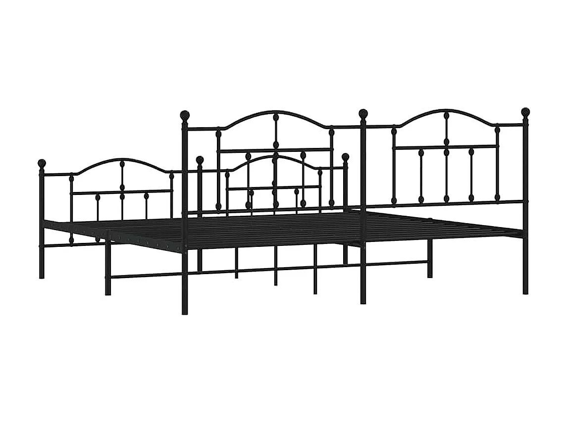 Cadre de lit métal sans matelas avec pied de lit noir 193x203cm
