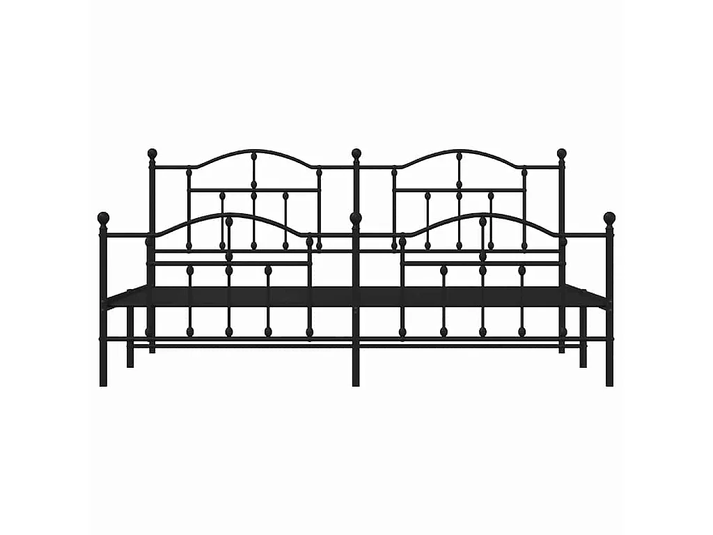 Cadre de lit métal sans matelas avec pied de lit noir 193x203cm