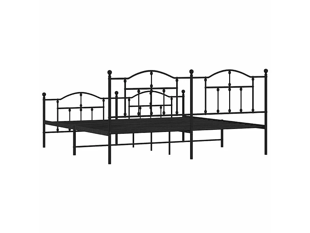 Cadre de lit métal sans matelas avec pied de lit noir 193x203cm