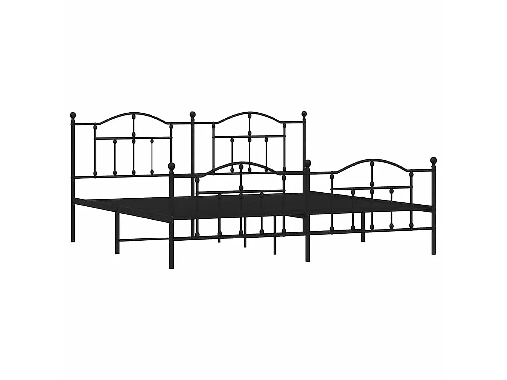 Cadre de lit métal sans matelas avec pied de lit noir 193x203cm
