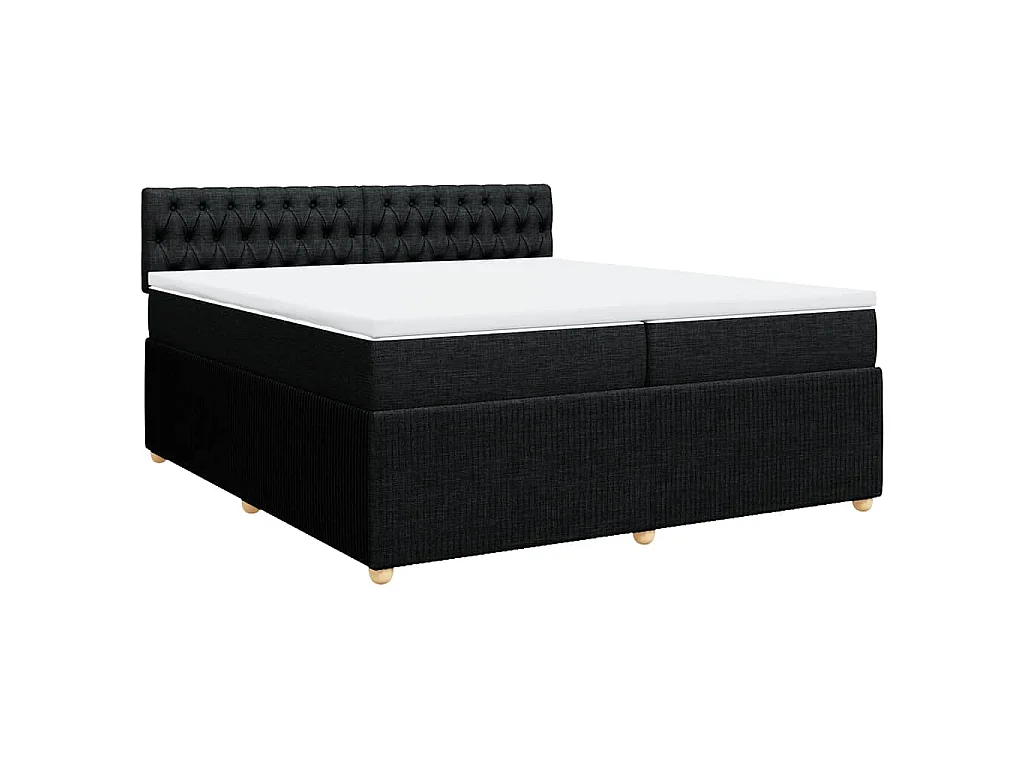 Cama com molas/colchão 200x200 cm tecido preto