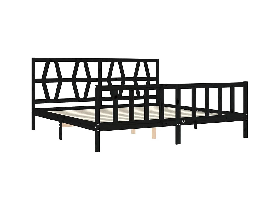 Massivholzbett mit Kopfteil Schwarz 200x200 cm