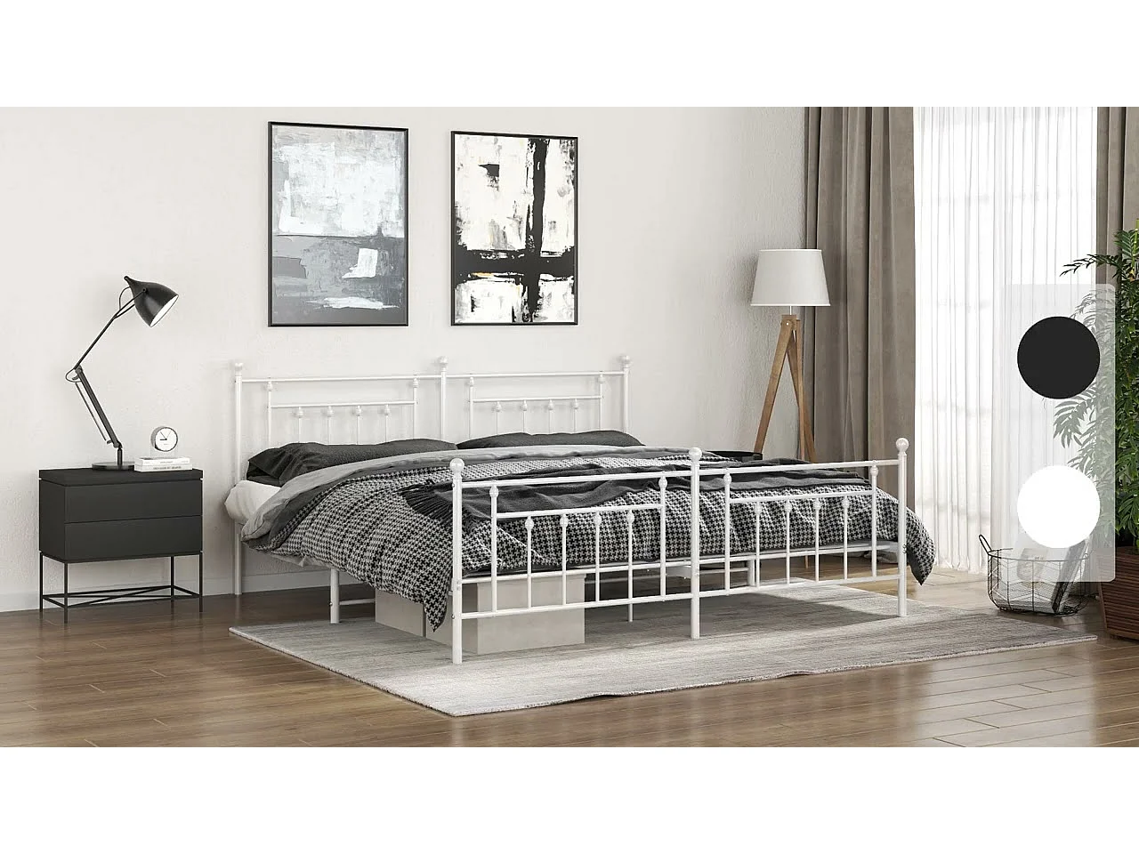 Bettgestell mit Kopf- und Fußteil Metall Schwarz 193x203 cm