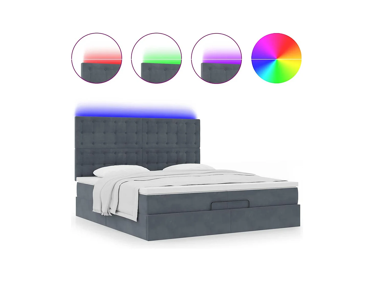 Ottoman bed met matrassen en LED's 200x200cm fluweel