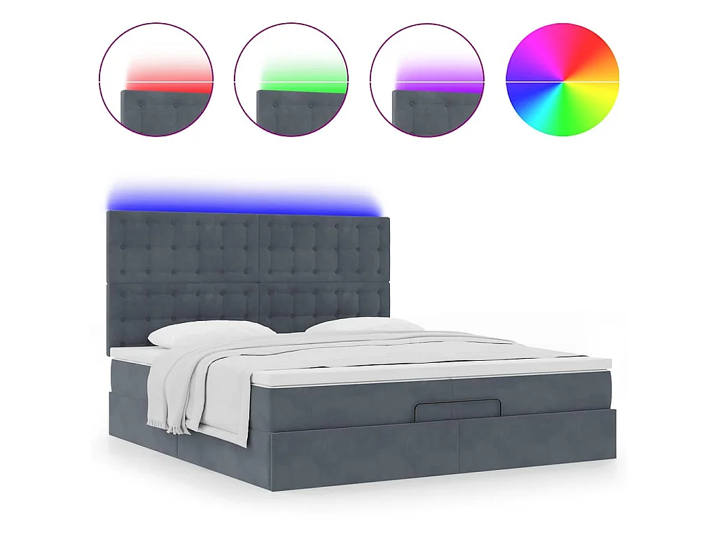 Ottoman bed met matrassen en LED's 200x200cm fluweel