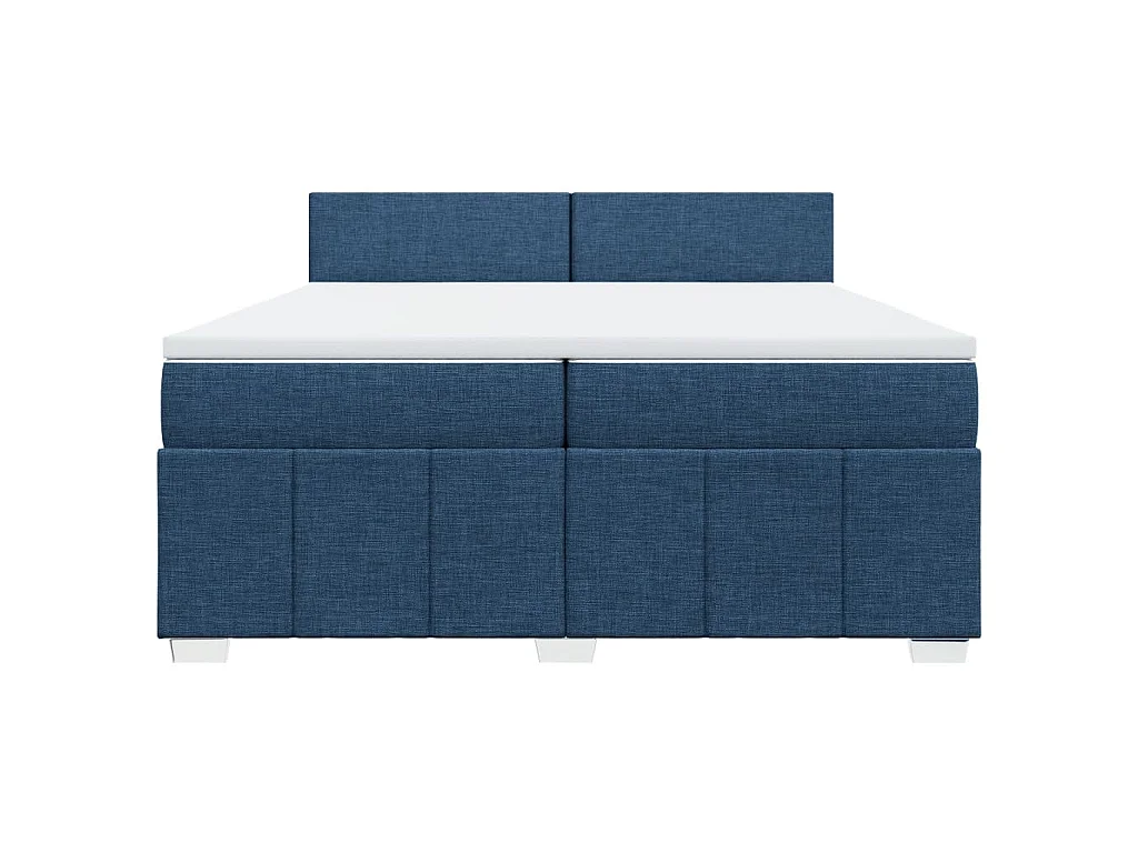 Cama box spring con colchón tela azul 200x200 cm