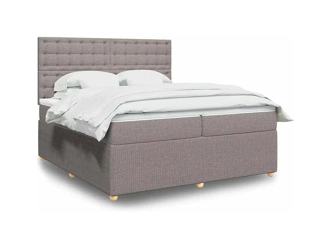 Sommier à lattes de lit avec matelas Taupe 200x200 cm Tissu