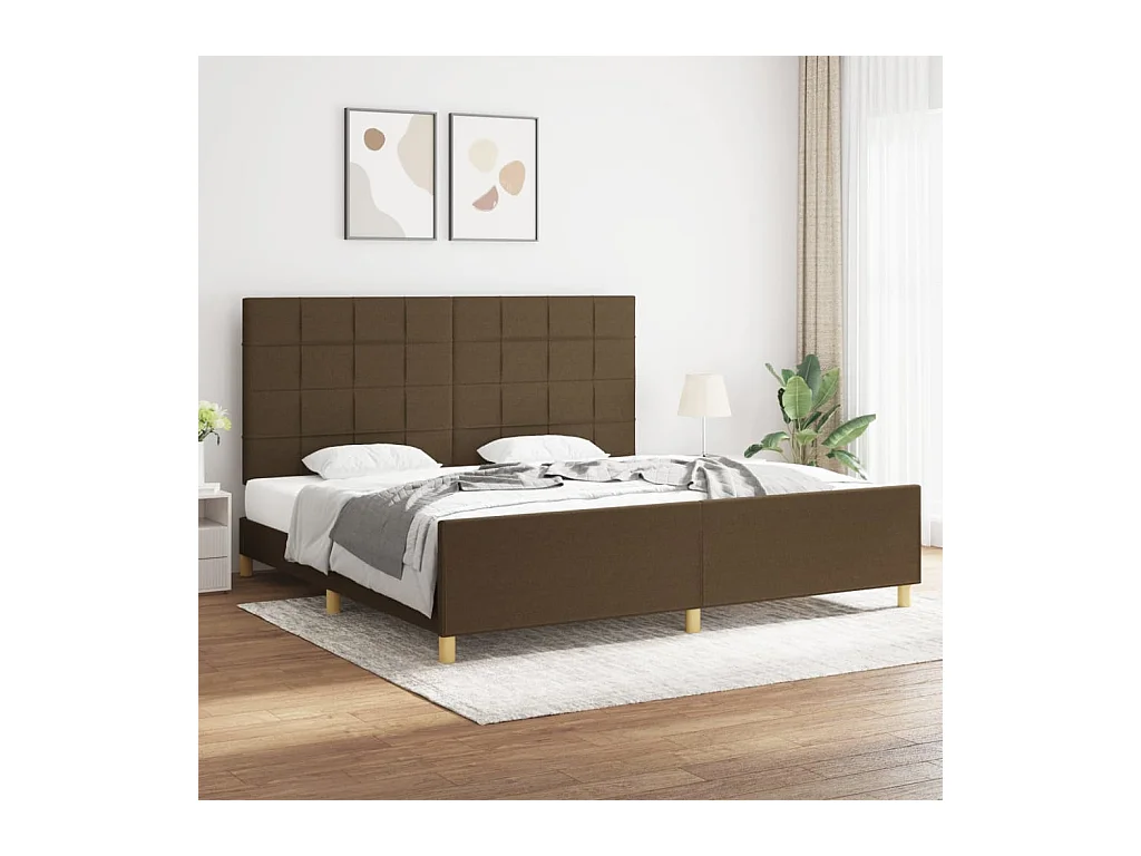 Cadre de lit sans matelas marron foncé 200x200 cm tissu