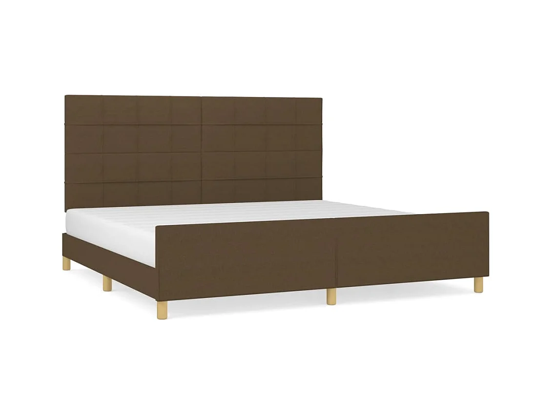 Cadre de lit sans matelas marron foncé 200x200 cm tissu