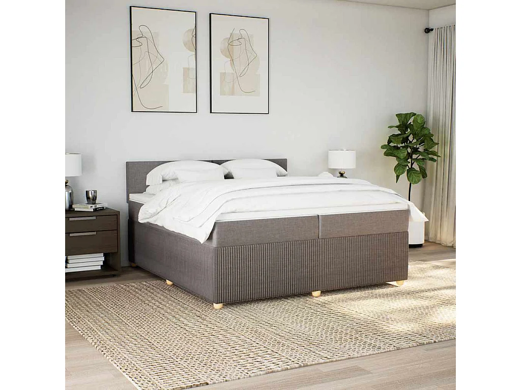 Boxspringbett mit Matratze Taupe 200x200 cm Stoff