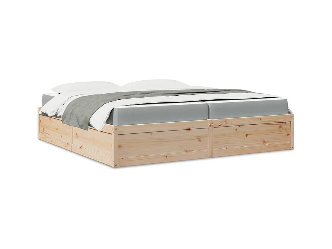 Cama con colchón madera maciza de pino 200x200 cm