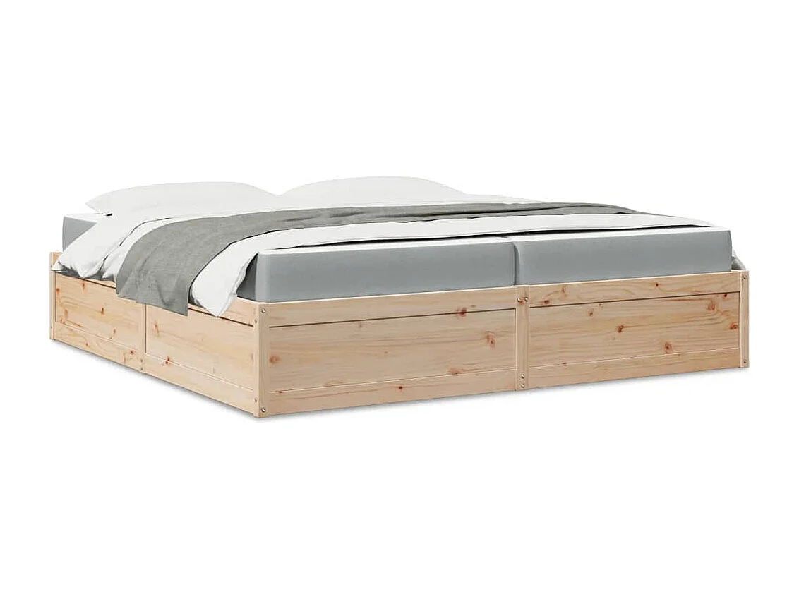 Lit avec matelas 200x200 cm bois massif de pin