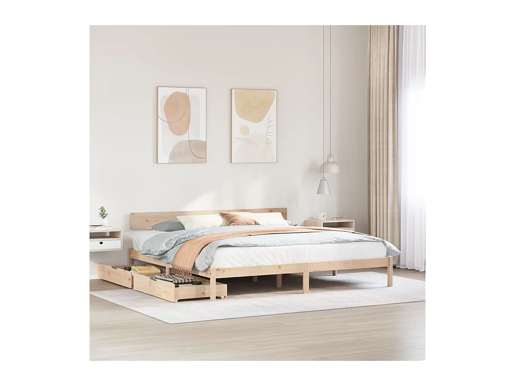 Cadre de lit sans matelas 200x200 cm bois massif de pin