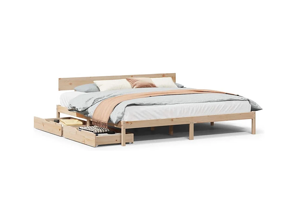 Cadre de lit sans matelas 200x200 cm bois massif de pin