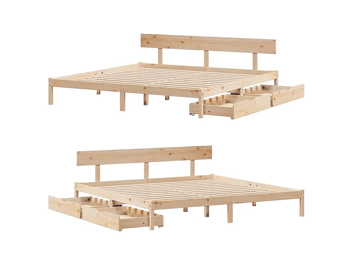 Cadre de lit sans matelas 200x200 cm bois massif de pin