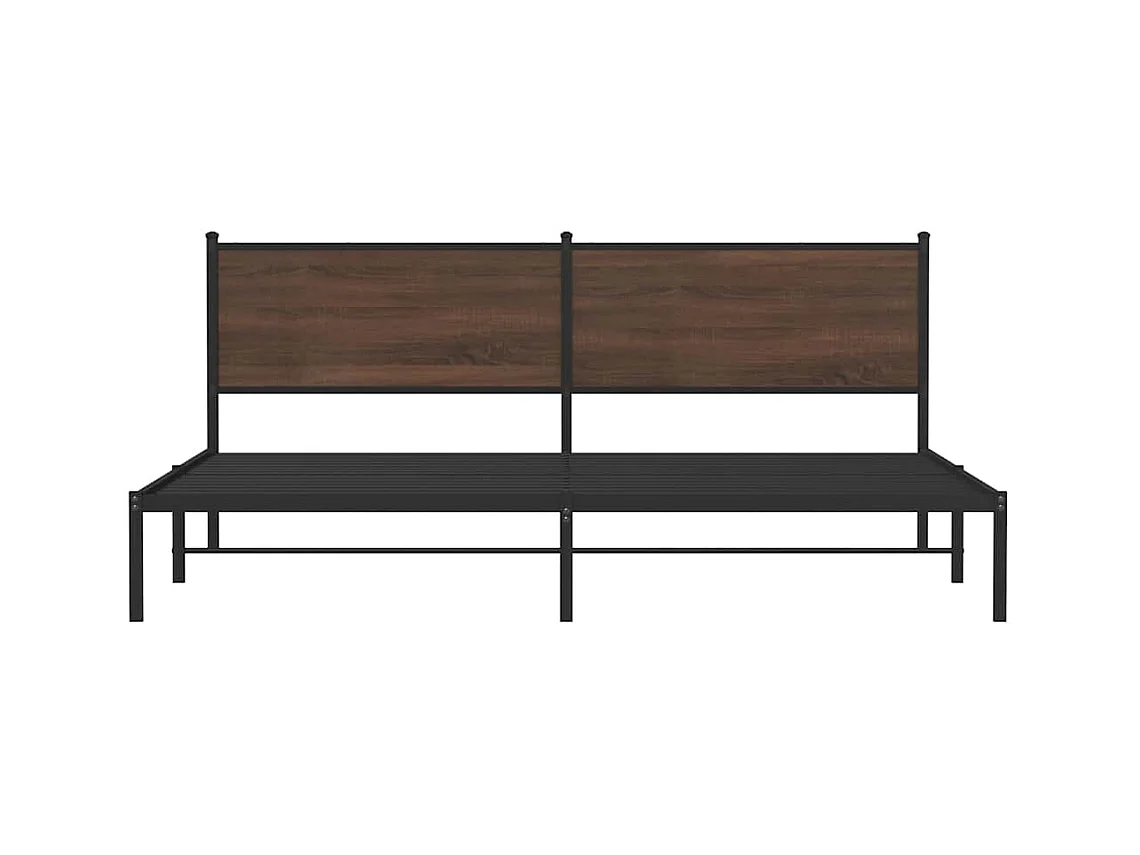 Metallbett ohne Matratze Braun Eichen-Optik 193x203 cm