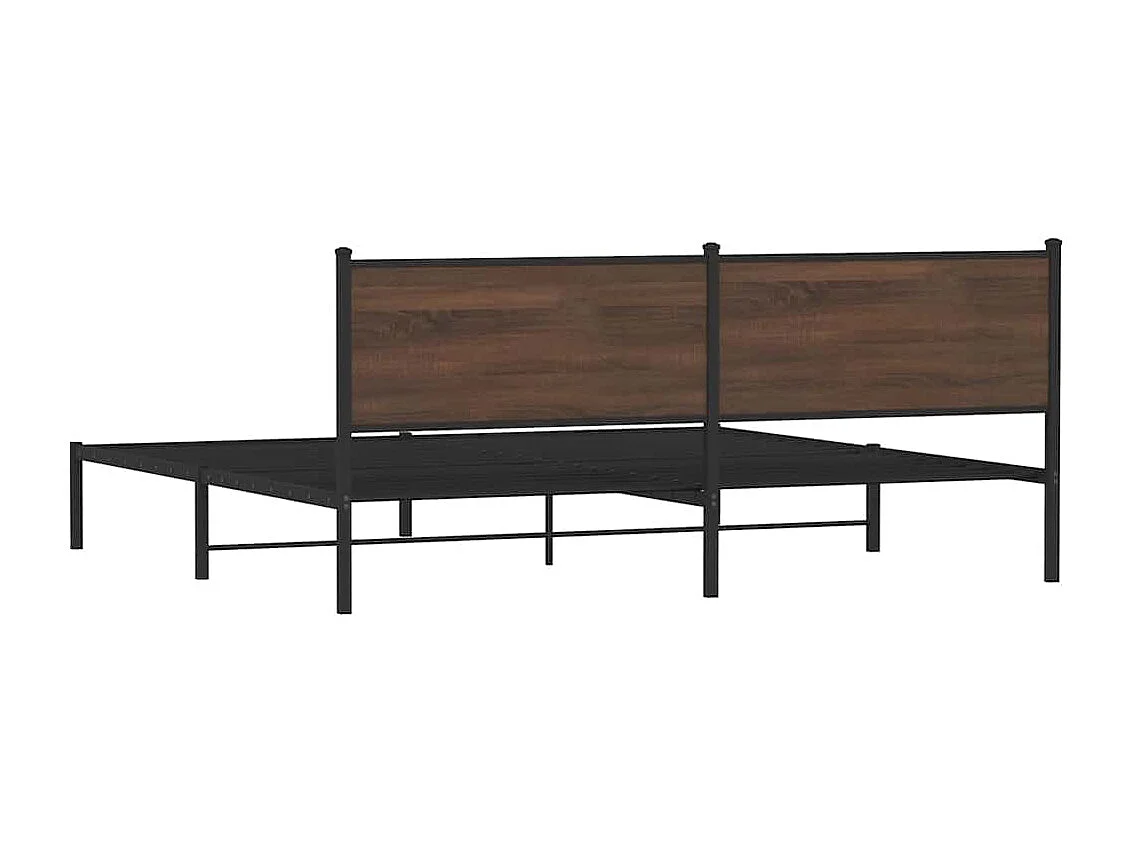 Metallbett ohne Matratze Braun Eichen-Optik 193x203 cm