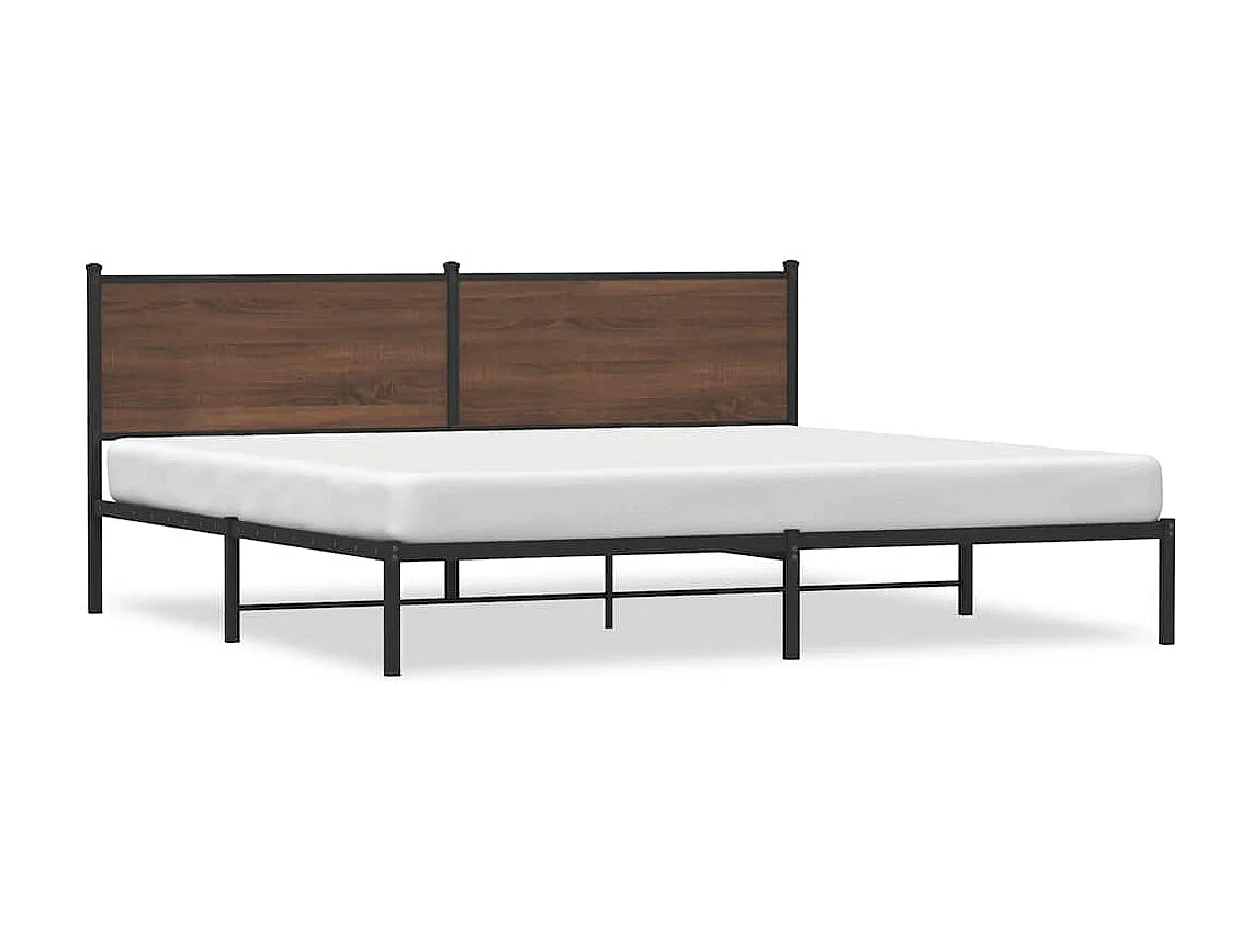 Cadre de lit en métal sans matelas chêne marron 193x203 cm