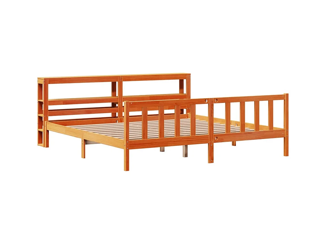 Cadre de lit et tête de lit sans matelas cire marron 200x200 cm
