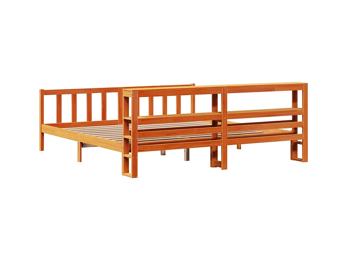 Cadre de lit et tête de lit sans matelas cire marron 200x200 cm